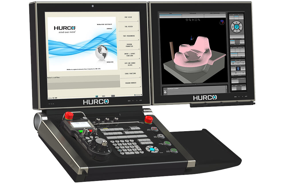 HURCO MAX5 Doppelbildschirm mit Surfacing Grafik
