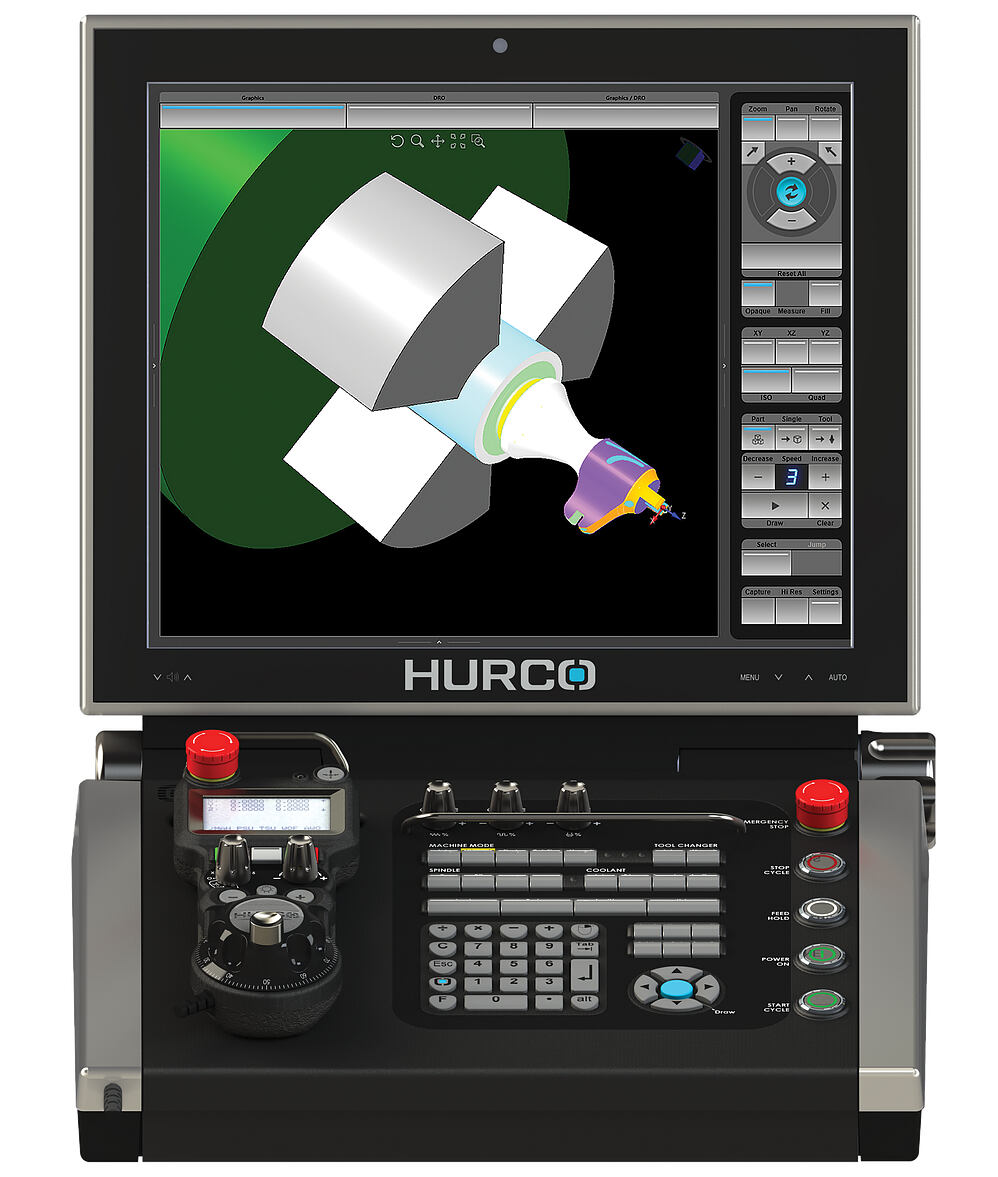 HURCO MAX5 Single Bildschirm mit Grafik eines Drehprogramm